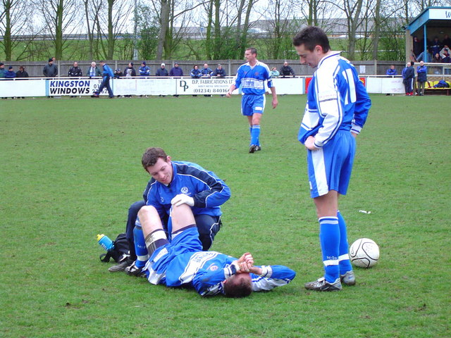 Footballer receives treatment for an injury 